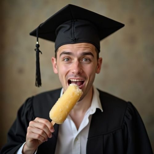 guest eating popsicl in ice cream catering for graduation party